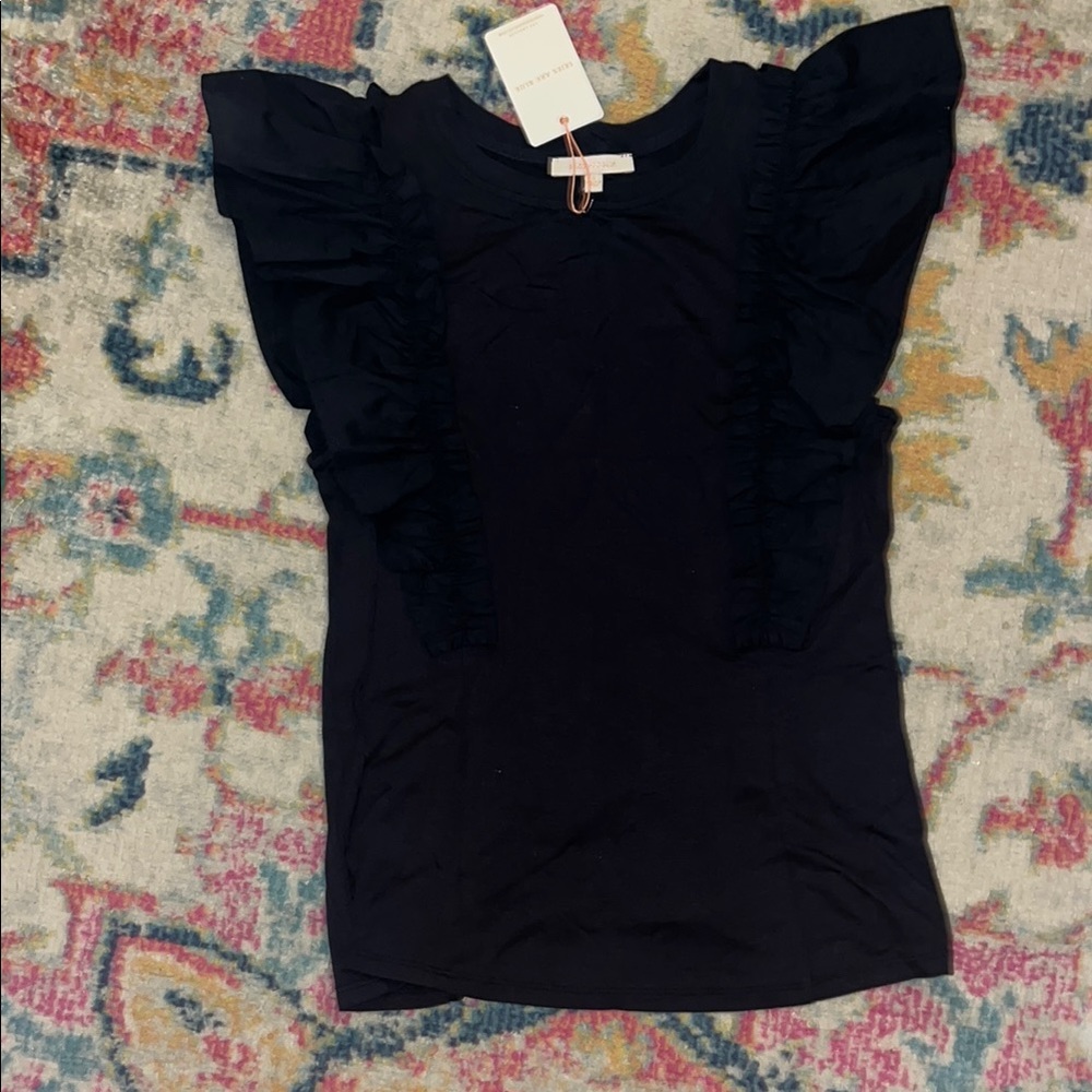 Navy puff sleeve (front and back) top